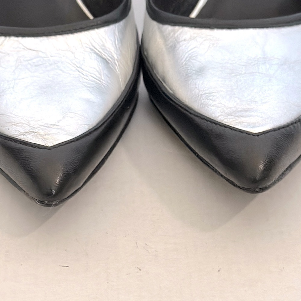 L.A.M.B. WOMEN'S CLASSIC SILVER & BLACK BETHEL LEATHER PUMPS US WOMEN'S SIZE 7.5 - Picture 7 of 13